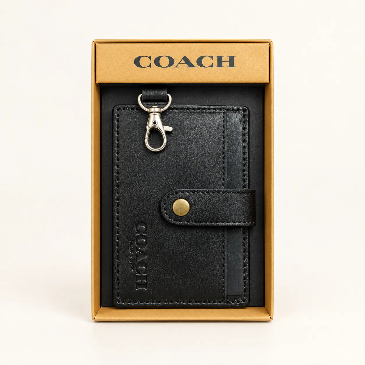 Coach Slim Leather Card Holder with Swivel Clasp
